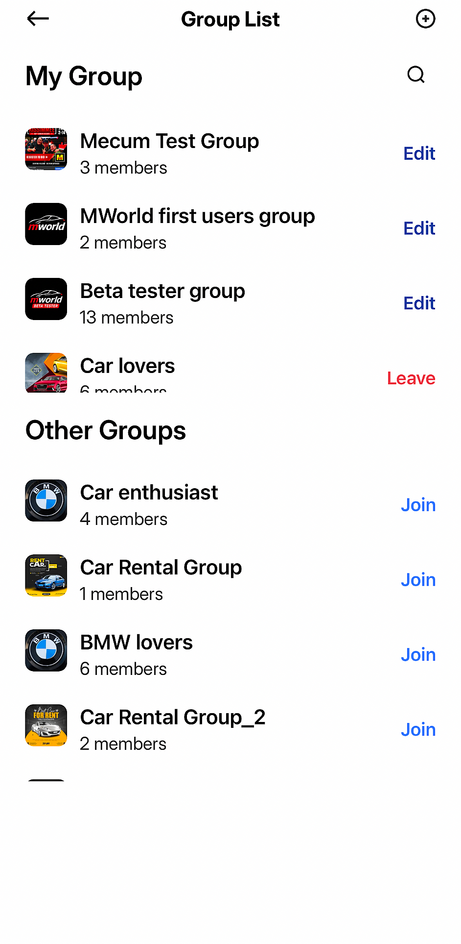 mWorld group list